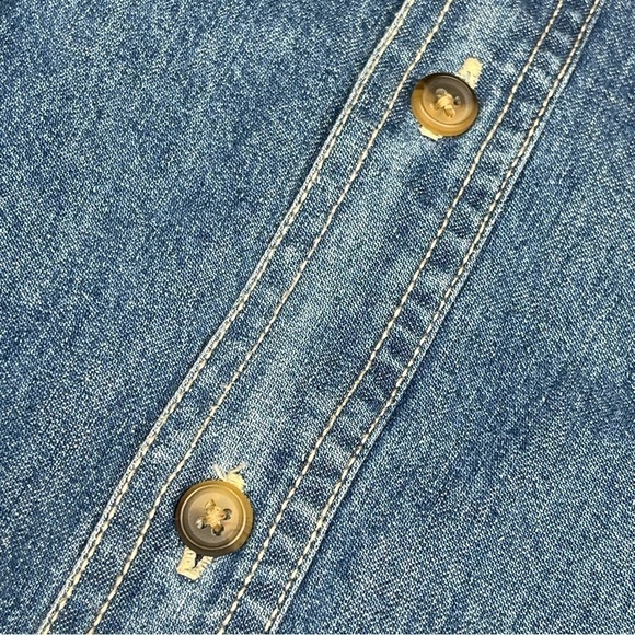 Northcrest Denim Shirt Button Long Sleeve Vintage Blue Western Work Outdoor XXLT - Picture 4 of 12